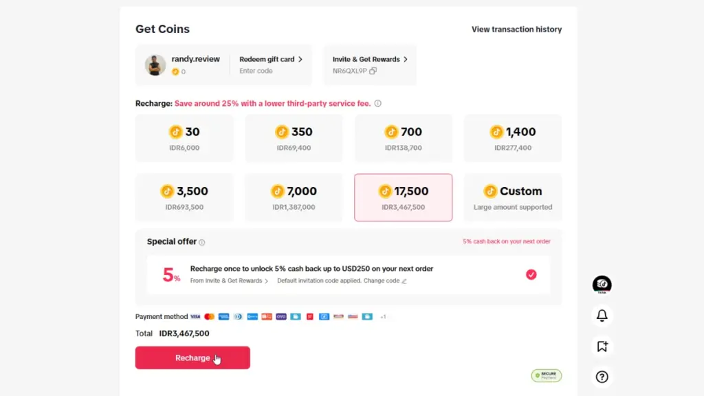 Cara Top Up Koin Tiktok Termurah Melalui Website Resmi