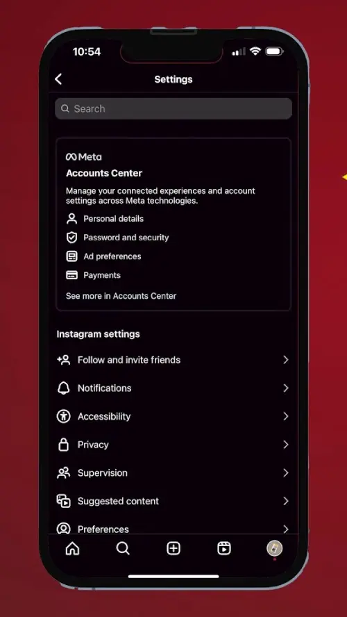 Ketuk Menu Pusat Akun (accounts Center)
