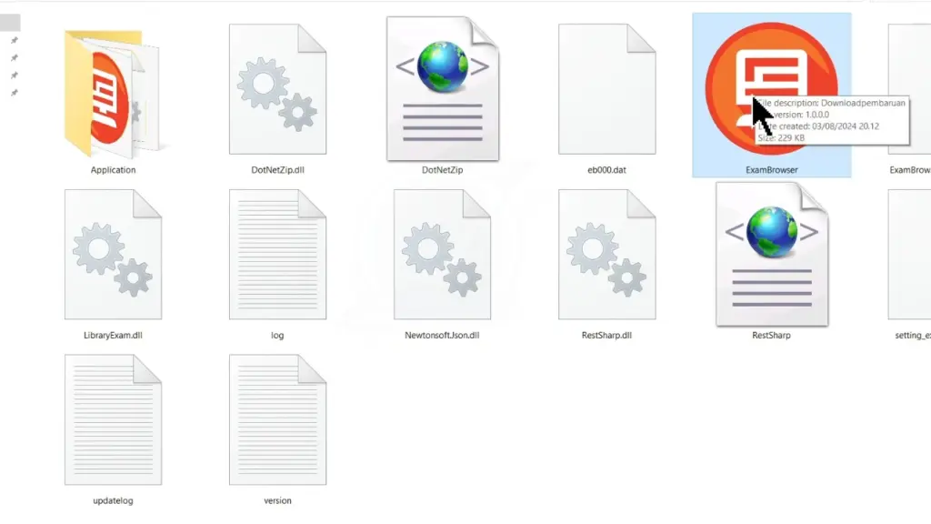 Tampilan Exambrowser